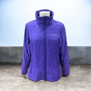 Columbia Women's Omni Heat Insulated Puffer Jacket Sz Large Purple Outdoors -EUC